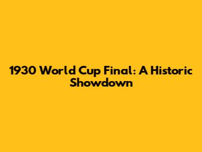 1930 World Cup Final: A Historic Showdown