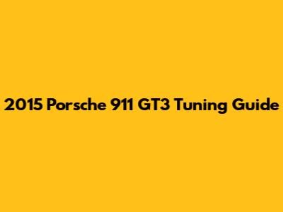 2015 Porsche 911 GT3 Tuning Guide