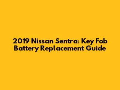 2019 Nissan Sentra: Key Fob Battery Replacement Guide