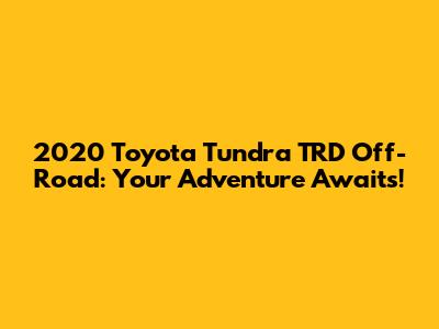 2020 Toyota Tundra TRD Off-Road: Your Adventure Awaits!