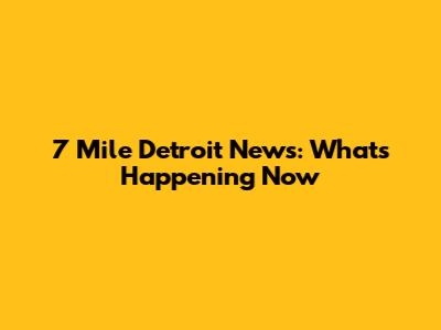 7 Mile Detroit News: What's Happening Now