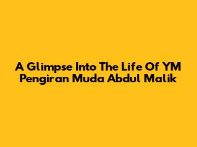 A Glimpse Into The Life Of YM Pengiran Muda Abdul Malik