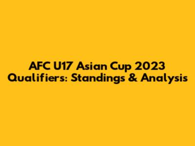 AFC U17 Asian Cup 2023 Qualifiers: Standings & Analysis