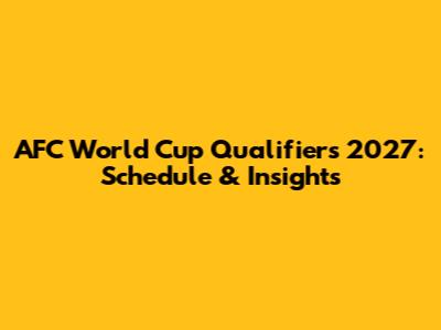 AFC World Cup Qualifiers 2027: Schedule & Insights