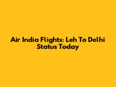Air India Flights: Leh To Delhi Status Today