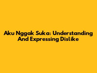 Aku Nggak Suka: Understanding And Expressing Dislike