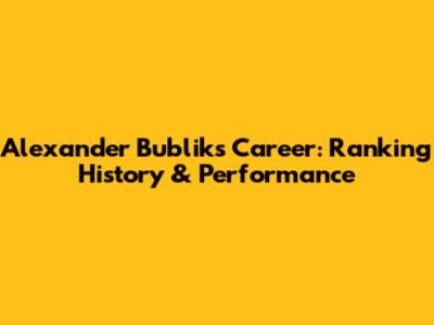 Alexander Bublik's Career: Ranking History & Performance