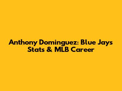 Anthony Dominguez: Blue Jays Stats & MLB Career