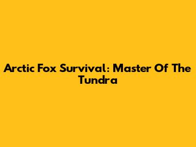 Arctic Fox Survival: Master Of The Tundra