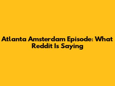 Atlanta Amsterdam Episode: What Reddit Is Saying
