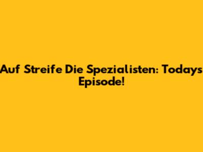 Auf Streife Die Spezialisten: Today's Episode!
