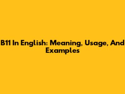 B11 In English: Meaning, Usage, And Examples