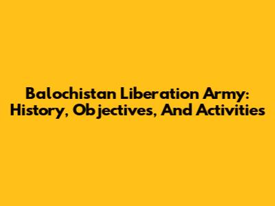 Balochistan Liberation Army: History, Objectives, And Activities