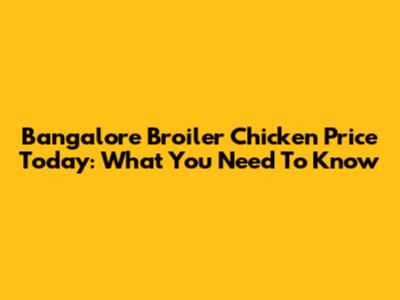 Bangalore Broiler Chicken Price Today: What You Need To Know