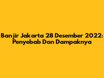 Banjir Jakarta 28 Desember 2022: Penyebab Dan Dampaknya