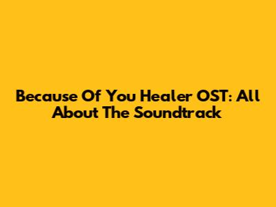 Because Of You Healer OST: All About The Soundtrack
