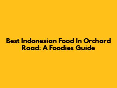 Best Indonesian Food In Orchard Road: A Foodie's Guide
