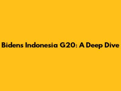 Biden's Indonesia G20: A Deep Dive