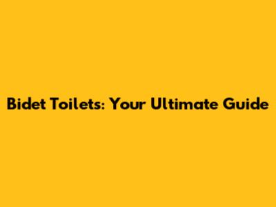 Bidet Toilets: Your Ultimate Guide