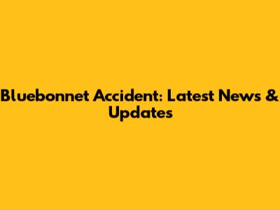 Bluebonnet Accident: Latest News & Updates