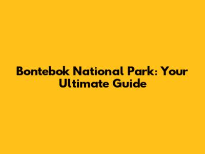 Bontebok National Park: Your Ultimate Guide