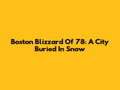 Boston Blizzard Of '78: A City Buried In Snow