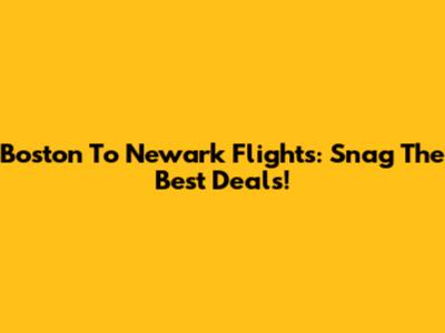 Boston To Newark Flights: Snag The Best Deals!