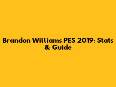 Brandon Williams PES 2019: Stats & Guide