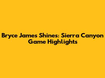 Bryce James Shines: Sierra Canyon Game Highlights