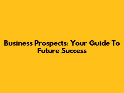 Business Prospects: Your Guide To Future Success