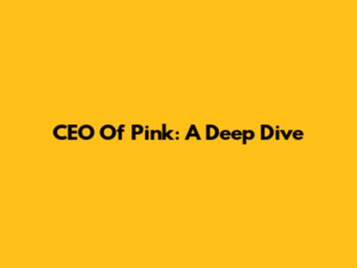 CEO Of Pink: A Deep Dive