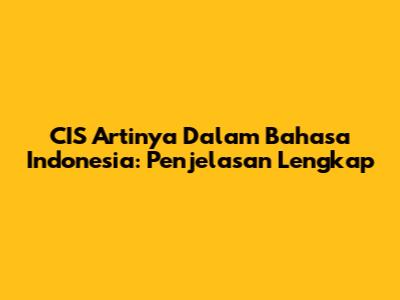 CIS Artinya Dalam Bahasa Indonesia: Penjelasan Lengkap