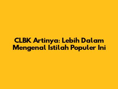 CLBK Artinya: Lebih Dalam Mengenal Istilah Populer Ini