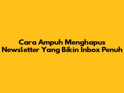 Cara Ampuh Menghapus Newsletter Yang Bikin Inbox Penuh