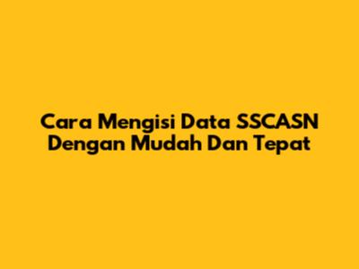 Cara Mengisi Data SSCASN Dengan Mudah Dan Tepat