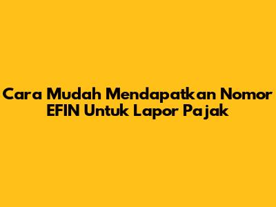 Cara Mudah Mendapatkan Nomor EFIN Untuk Lapor Pajak
