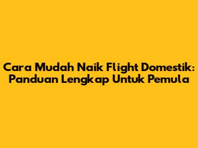Cara Mudah Naik Flight Domestik: Panduan Lengkap Untuk Pemula