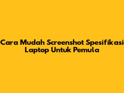 Cara Mudah Screenshot Spesifikasi Laptop Untuk Pemula