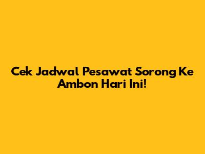 Cek Jadwal Pesawat Sorong Ke Ambon Hari Ini!