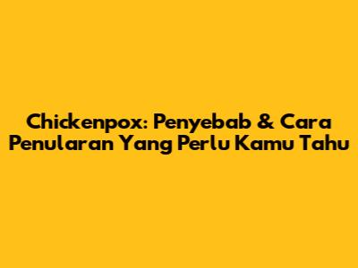 Chickenpox: Penyebab & Cara Penularan Yang Perlu Kamu Tahu