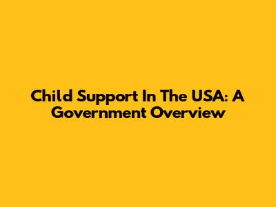 Child Support In The USA: A Government Overview