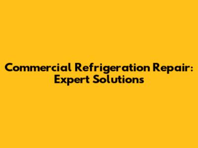 Commercial Refrigeration Repair: Expert Solutions