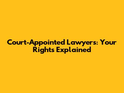 Court-Appointed Lawyers: Your Rights Explained