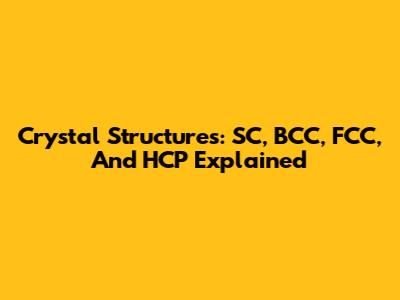 Crystal Structures: SC, BCC, FCC, And HCP Explained