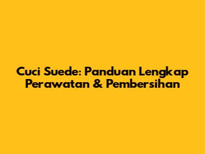 Cuci Suede: Panduan Lengkap Perawatan & Pembersihan