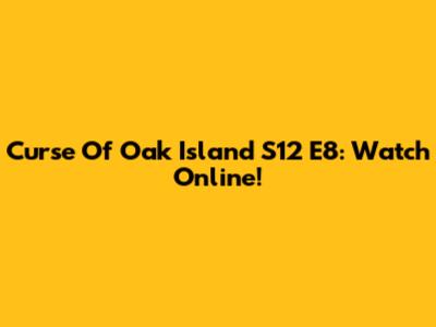 Curse Of Oak Island S12 E8: Watch Online!