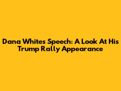 Dana White's Speech: A Look At His Trump Rally Appearance