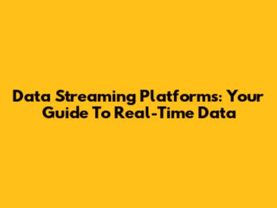 Data Streaming Platforms: Your Guide To Real-Time Data