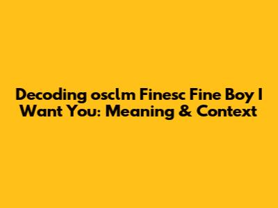 Decoding "osclm Finesc Fine Boy I Want You": Meaning & Context
