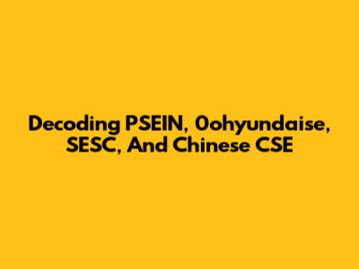 Decoding PSEIN, 0ohyundaise, SESC, And Chinese CSE